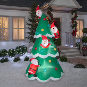 9' Airblown Christmas Tree of Many Santas Scene Christmas Inflatable
