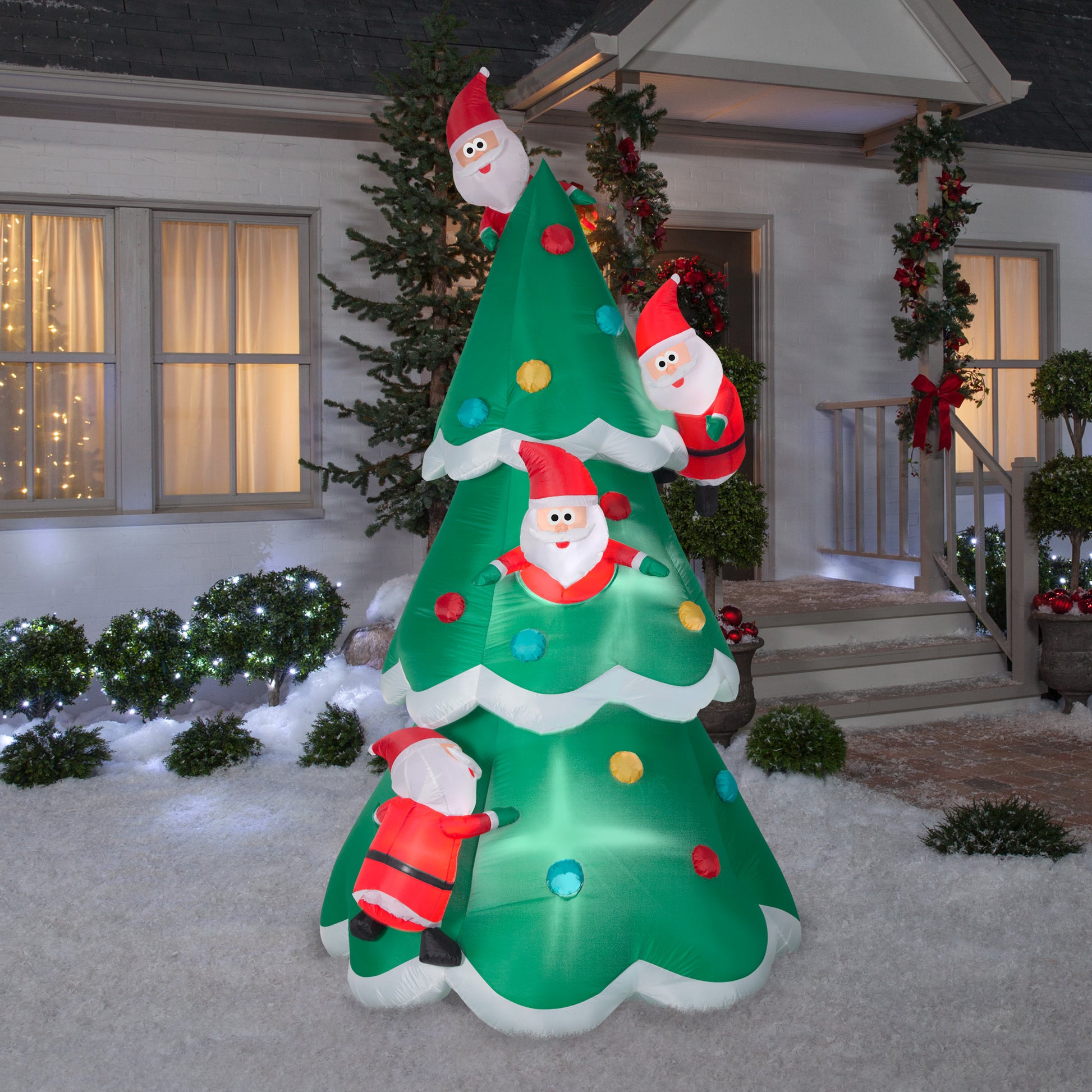 9' Christmas Tree of Many Santas Scene Christmas Inflatable lifestyle