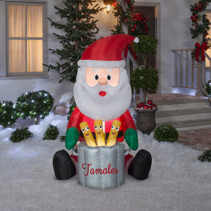 5.5' Animated Airblown Chef Santa w/ Pop Up Tamales Christmas Inflatable