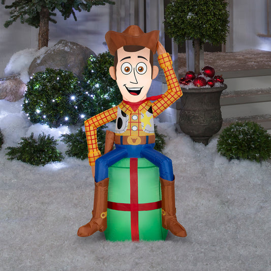 3.5' Toy Story Woody on Present Disney Christmas Inflatable lifestyle
