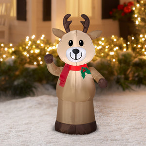 Gemmy Christmas Airblown Inflatable Reindeer, 4 ft Tall, Brown