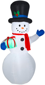 Load image into Gallery viewer, Gemmy Christmas Airblown Inflatable Snowman w/Gift OPP, 7 ft Tall, White
