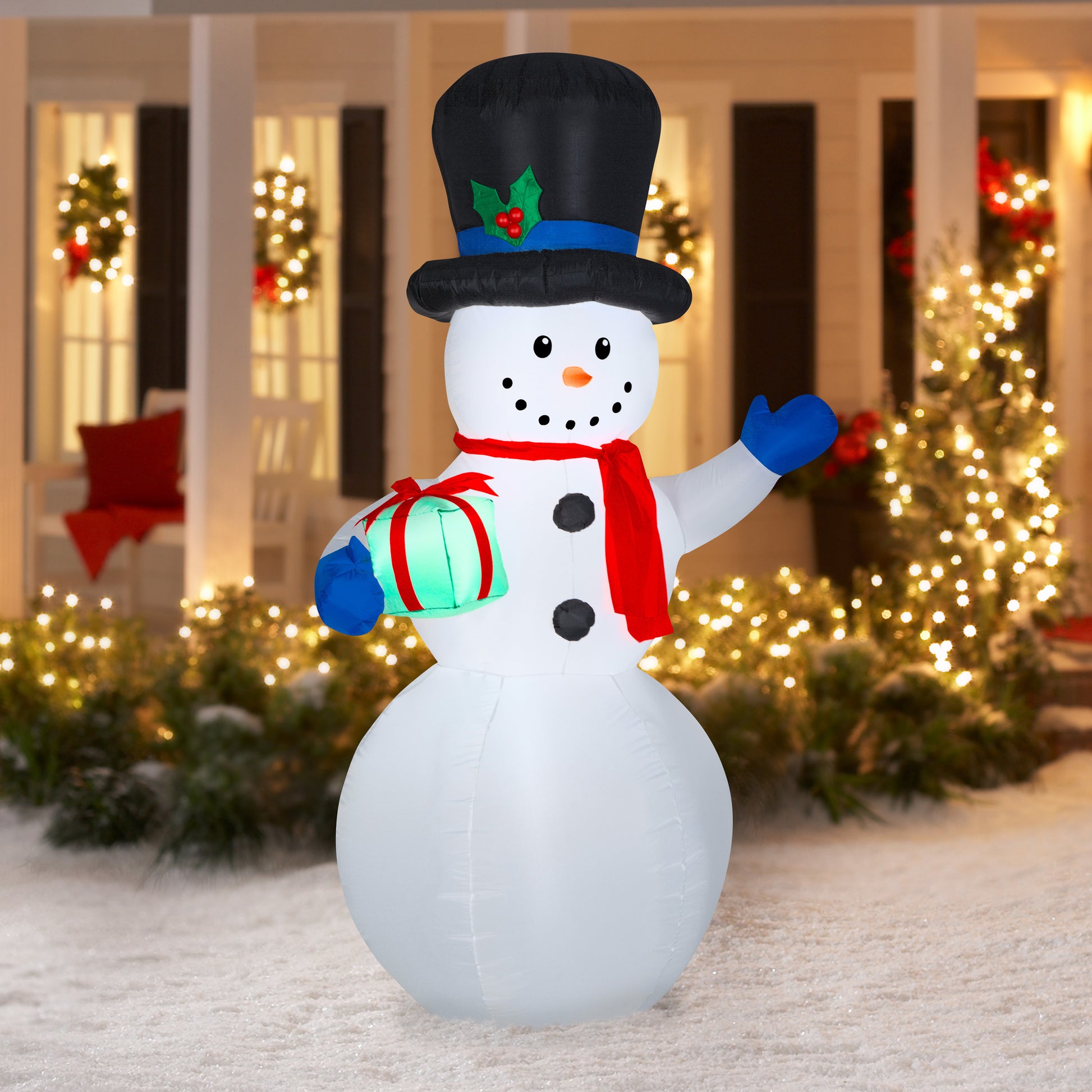 Christmas Inflatable Snowman w/Gift OPP, 7 ft Tall lifestyle
