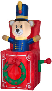 Gemmy Animated Christmas Airblown Inflatable Bear Pop Up, 5 ft Tall, Multicolored
