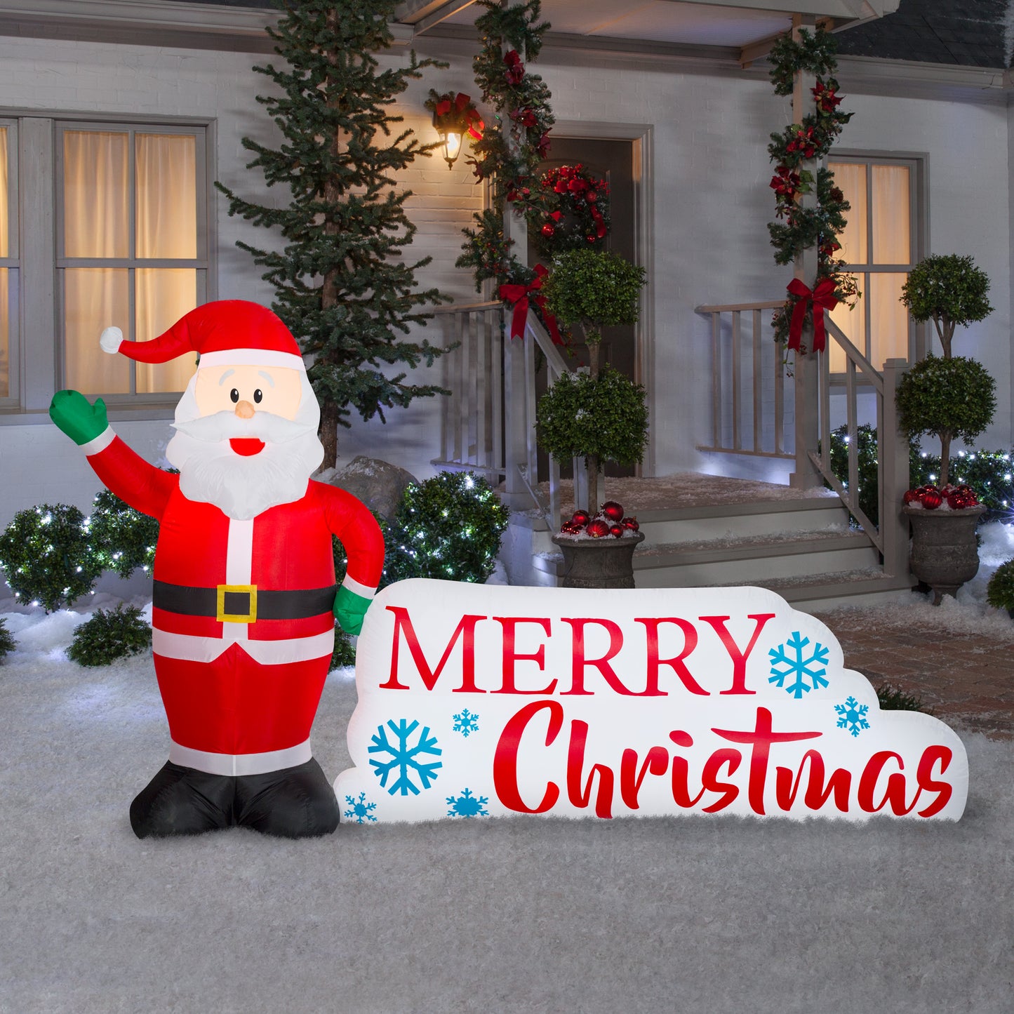 Inflatable Santa Merry Christmas Sign Scene lifestyle