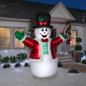 Gemmy Christmas Airblown Inflatable Mixed Media Luxe Snowman Giant, 8.5 ft Tall, Multicolored