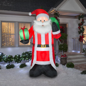 Gemmy Christmas Airblown Inflatable Mixed Media Santa, 8 ft Tall, Multicolored