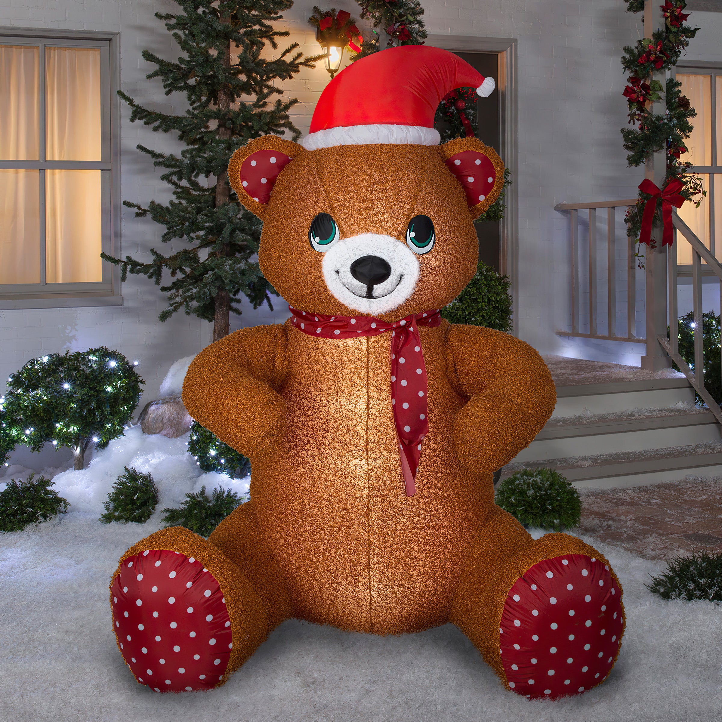 6.5' Animated Airblown-Mixed Media-Hugging Teddy Bear Giant Christmas Inflatable