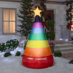 Gemmy 7' Rainbow Lighted Inflatable Christmas Tree