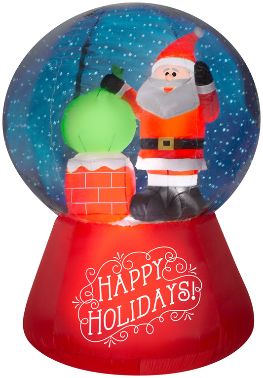 5.5' Projection Snowflurry Snow Globe Santa On The Rooftop Scene
