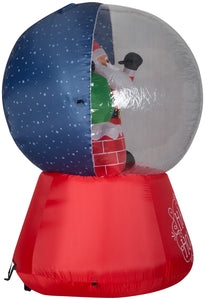 Gemmy 5.5' Projection Airblown Snowflurry Snow Globe Santa On The Rooftop Scene
