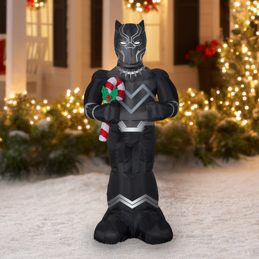 5' Airblown-Black Panther w/Candy Cane-Marvel Christmas Inflatable lifestyle