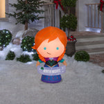 Load image into Gallery viewer, Gemmy Christmas Airblown Inflatable Anna with &quot;Winter Wishes&quot; Banner, 3.5 ft Tall, Orange

