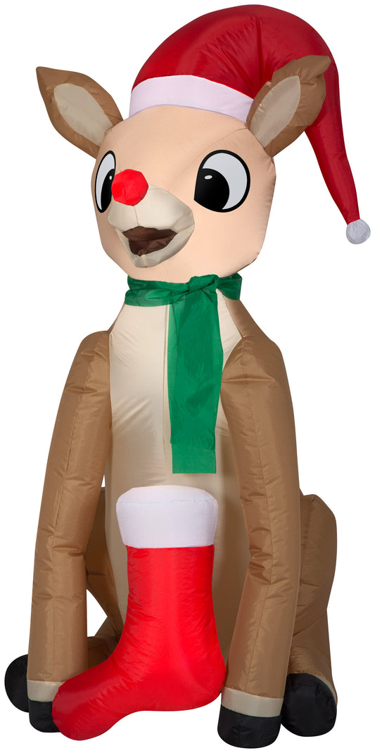 4.5' Inflatable Rudolph w/Scarf and Stocking