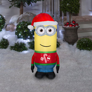 Gemmy Christmas Airblown Inflatable Kevin in Ugly Sweater Universal, 3.5 ft Tall, Yellow