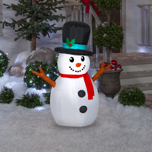 4' Tall Christmas Snowman with Top Hat Inflatable lifestyle