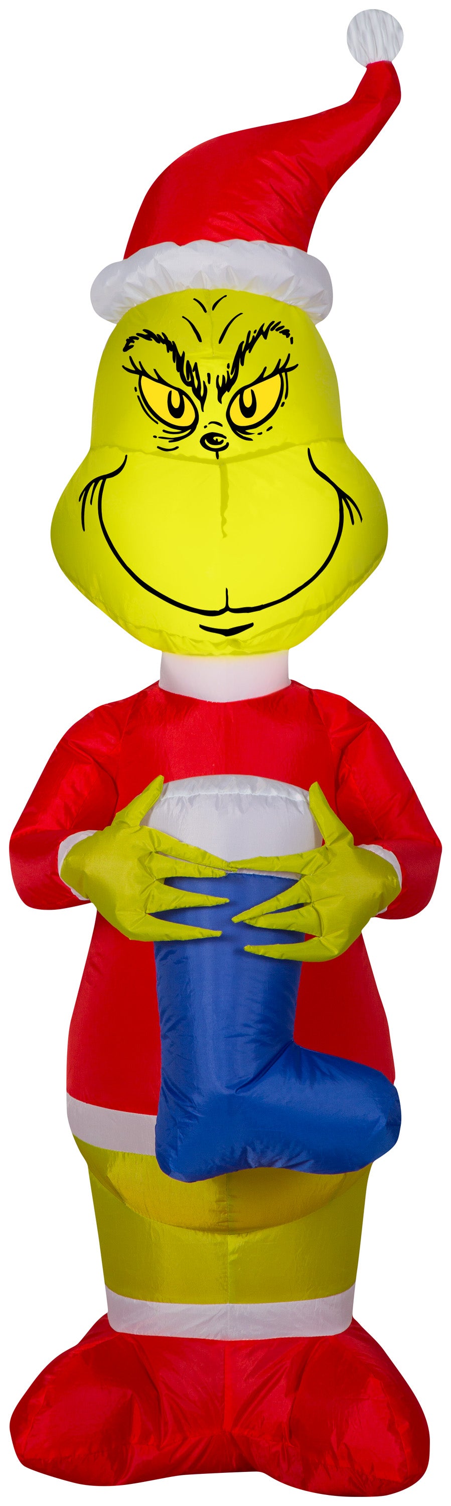 Gemmy 4' Airblown Grinch w/Blue Stocking Christmas