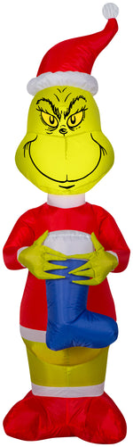 Load image into Gallery viewer, Gemmy 4&#39; Airblown Grinch w/Blue Stocking Christmas
