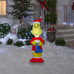 Load image into Gallery viewer, Gemmy 4&#39; Airblown Grinch w/Blue Stocking Christmas
