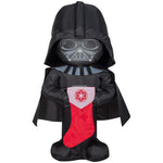 Load image into Gallery viewer, Gemmy Christmas Airblown Inflatable Stylized Darth Vader with Stocking, 3.5 ft Tall, Multicolored
