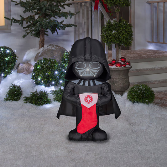 Christmas Inflatable Stylized Darth Vader with Stocking, 3.5 ft Tall lifestyle
