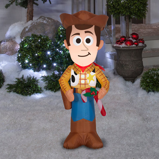 3.5' Stylized Inflatable Woody with Candy Cane lifestyle