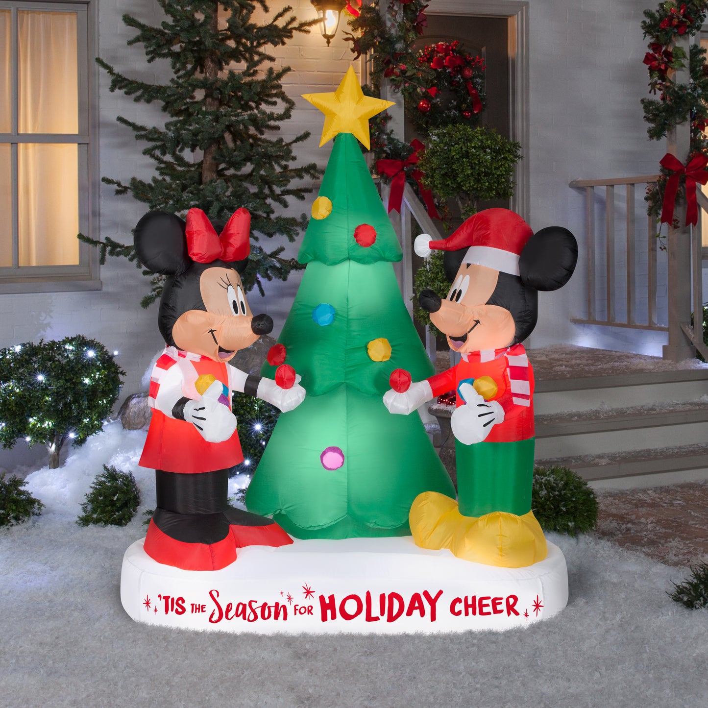 Christmas Inflatable Mickey and Minnie Scene w/LEDs Disney, 6 ft Tall lifestyle