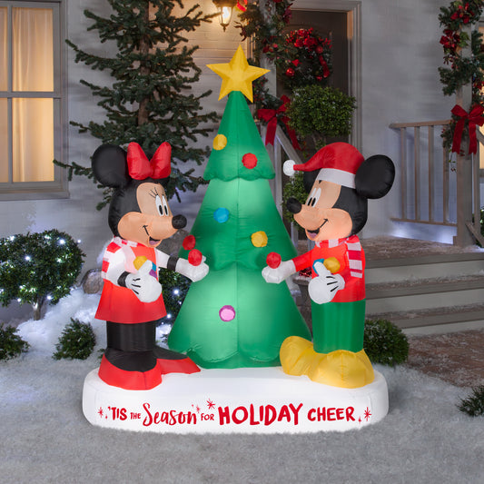 Christmas Inflatable Mickey and Minnie Scene w/LEDs Disney, 6 ft Tall lifestyle