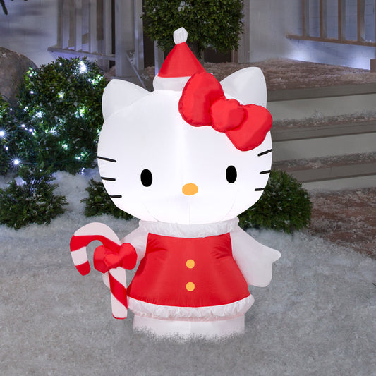 Gemmy Christmas Inflatable Hello Kitty in Holiday Dress, 3.5 ft Tall, Multi