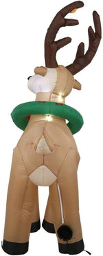 Load image into Gallery viewer, Gemmy Christmas Airblown Inflatable Reindeer w/Wreath OPP, 6 ft Tall, Brown

