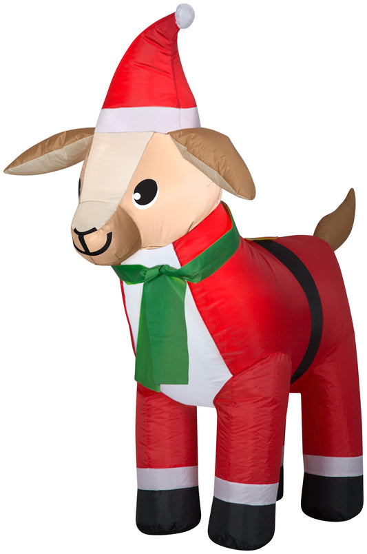 Christmas Inflatable Goat in Santa Suit, 3.5 ft Tall