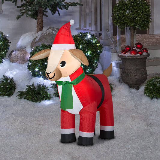 Christmas Inflatable Goat in Santa Suit, 3.5 ft Tall lifestyle