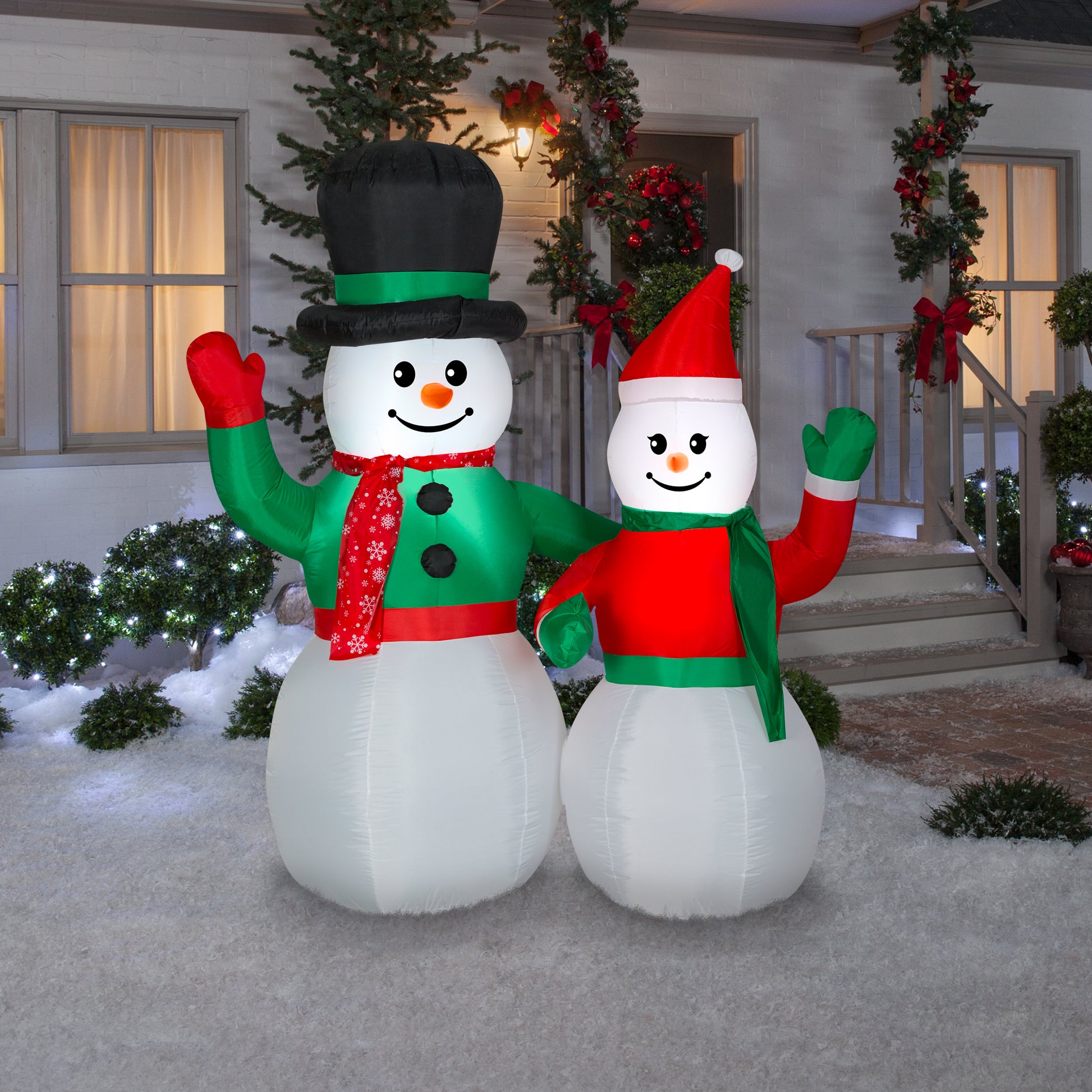 6.5 ft. Inflatable LED Snowman Couple lifestyle