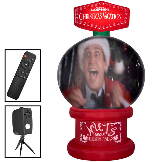 8' Living Projection Vacation Movie Snow Globe Scene Christmas Inflatable