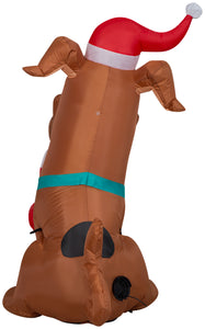 Gemmy Christmas Airblown Inflatable Puppy SCOOB w/Stocking WB, 3.5 ft Tall, Brown
