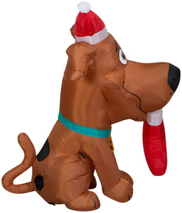 Gemmy Christmas Airblown Inflatable Puppy SCOOB w/Stocking WB, 3.5 ft Tall, Brown