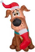 Load image into Gallery viewer, Gemmy Christmas Airblown Inflatable Puppy SCOOB w/Stocking WB, 3.5 ft Tall, Brown
