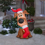 Load image into Gallery viewer, Gemmy Christmas Airblown Inflatable Puppy SCOOB w/Stocking WB, 3.5 ft Tall, Brown
