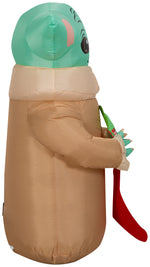 Load image into Gallery viewer, Gemmy Christmas Airblown Inflatable Inflatable Grogu™ with Frog in Stocking, 3.5 ft Tall, brown
