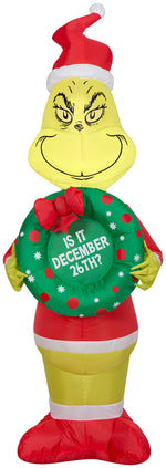 Load image into Gallery viewer, Gemmy Christmas Airblown Inflatable Inflatable Grinch with Wreath, 4 ft Tall, yellow

