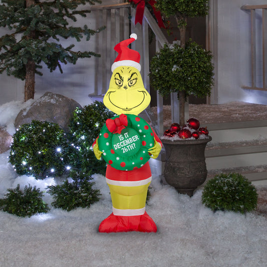 4-Ft Grinch with Wreath Christmas Inflatable lifestyle