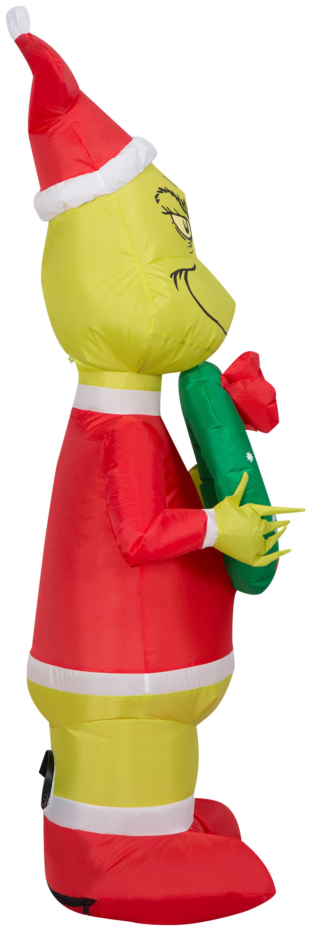 Gemmy Christmas Airblown Inflatable Inflatable Grinch with Wreath, 4 ft Tall, yellow