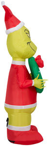 Gemmy Christmas Airblown Inflatable Inflatable Grinch with Wreath, 4 ft Tall, yellow
