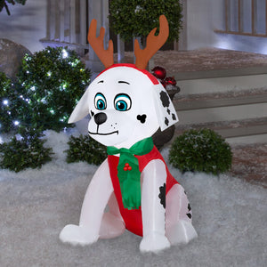 Gemmy Christmas Airblown Inflatable Marshall w/Antlers and Scarf Nick, 3.5 ft Tall, White