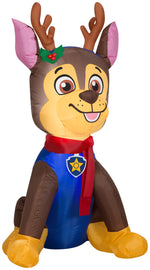 Load image into Gallery viewer, Gemmy Christmas Airblown Inflatable Chase w/Antlers and Scarf Nick, 3.5 ft Tall, Brown
