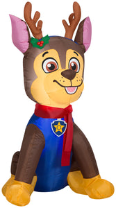 Gemmy Christmas Airblown Inflatable Chase w/Antlers and Scarf Nick, 3.5 ft Tall, Brown