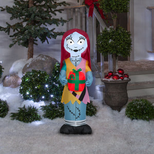 Gemmy Christmas Airblown Inflatable Inflatable Sally with Gift Box, 3.5 ft Tall, blue