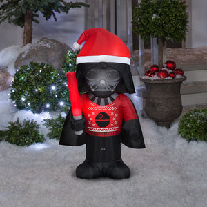 Gemmy Christmas Airblown Inflatable Inflatable Darth Vader in Ugly Christmas Sweater, 3.5 ft Tall