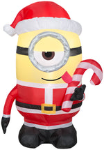 Load image into Gallery viewer, Gemmy Christmas Airblown Inflatable Inflatable Minion Stuart Licking Candy Cane, 3.5 ft Tall, yellow
