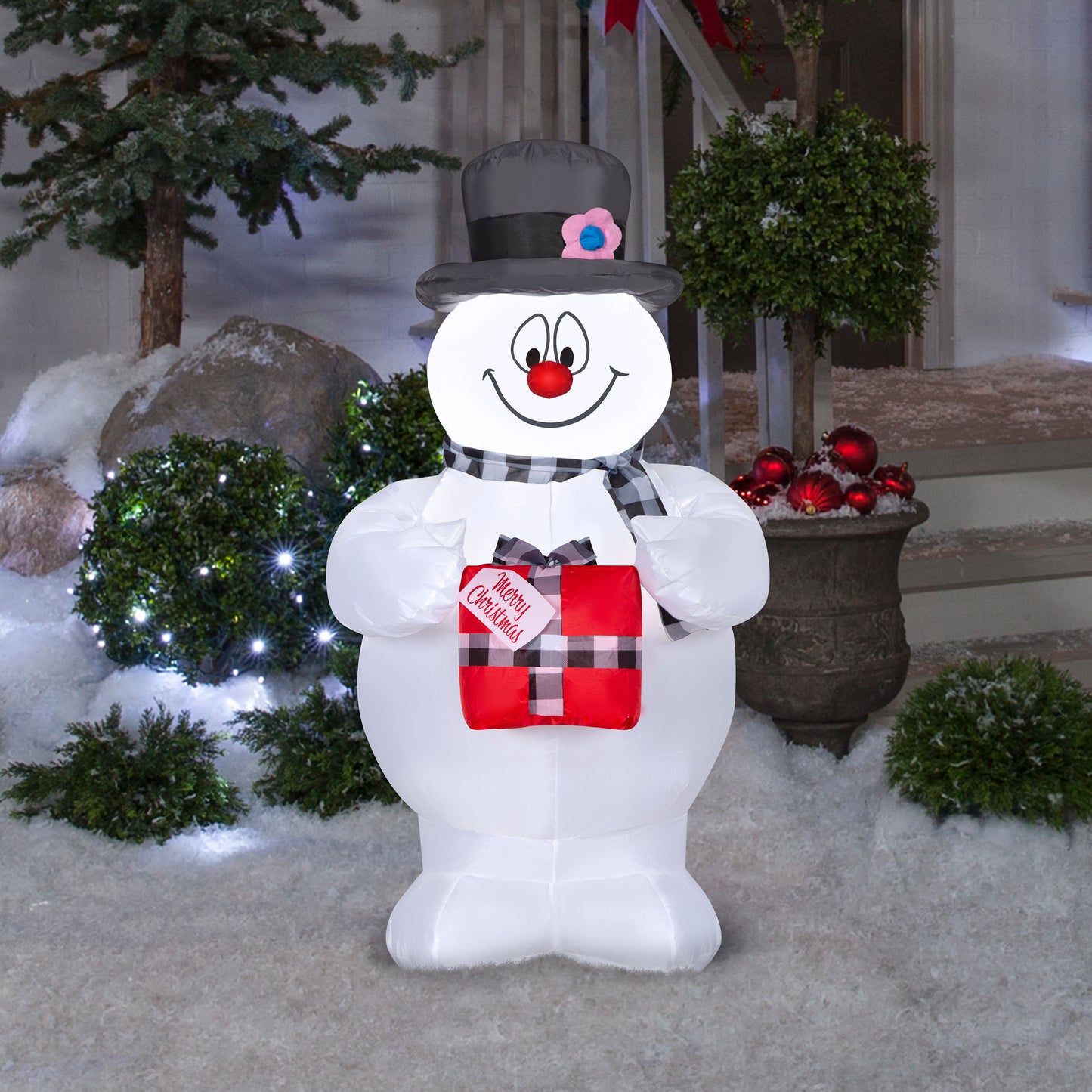 3.5-Ft Frosty the Snowman with Scarf Christmas Inflatable lifestyle